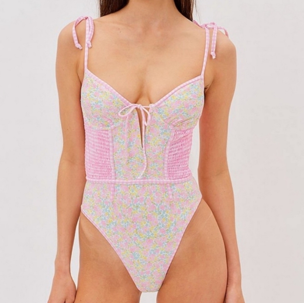 New!For Love and Lemons Hydrangea Blooms One Piece Swimsuit